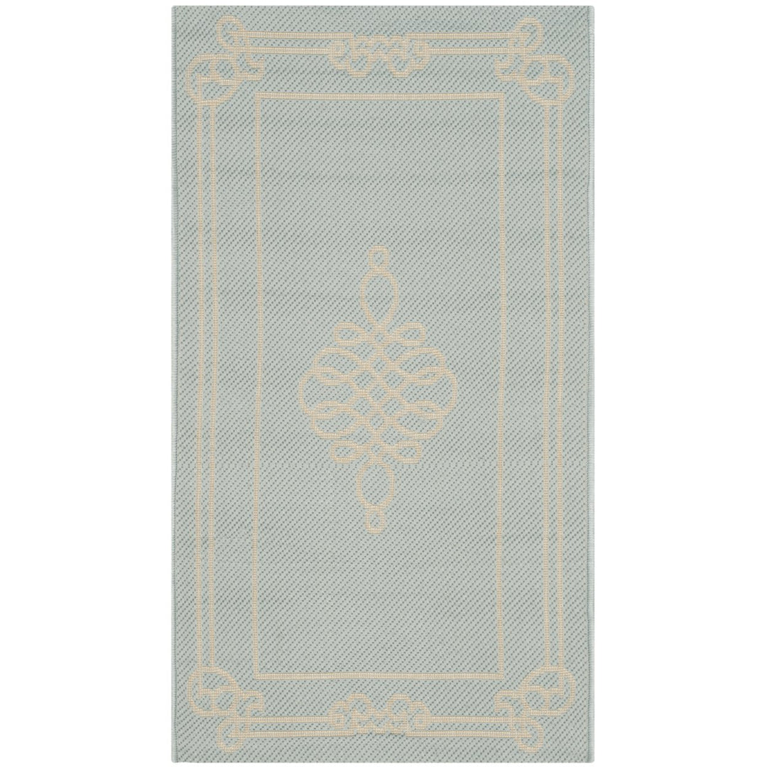 SAFAVIEH Indoor Outdoor CY6788-25 Courtyard Aqua / Cream Rug Image 5