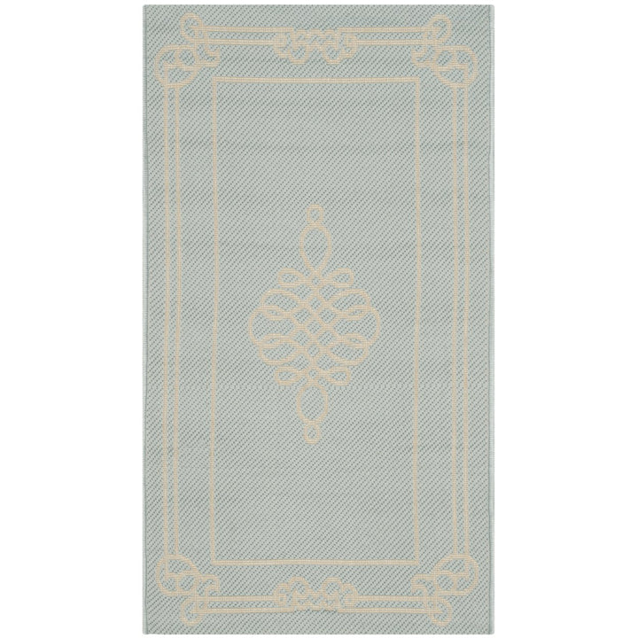 SAFAVIEH Indoor Outdoor CY6788-25 Courtyard Aqua / Cream Rug Image 1