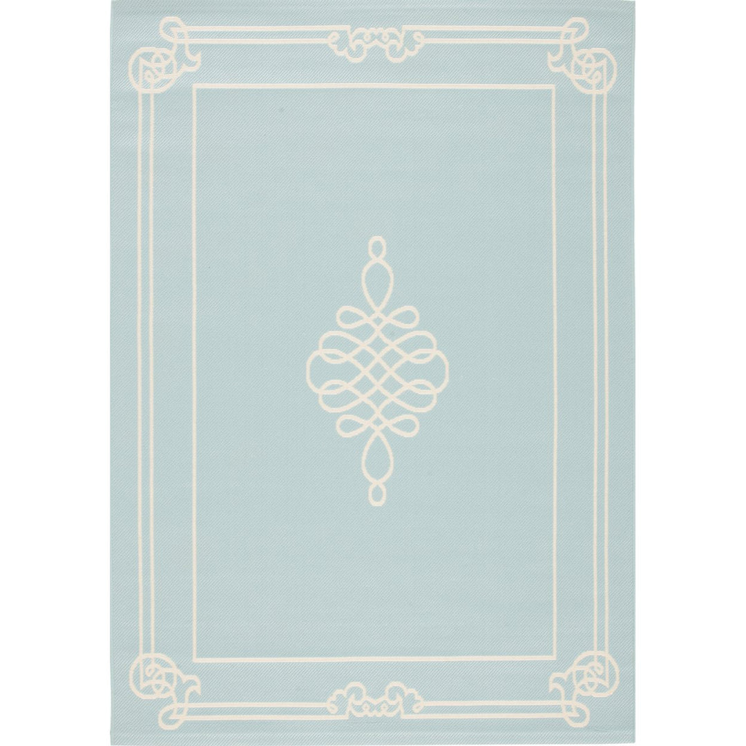 SAFAVIEH Indoor Outdoor CY6788-25 Courtyard Aqua / Cream Rug Image 1