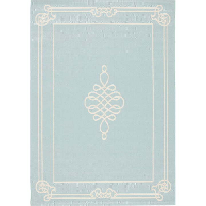 SAFAVIEH Indoor Outdoor CY6788-25 Courtyard Aqua / Cream Rug Image 1