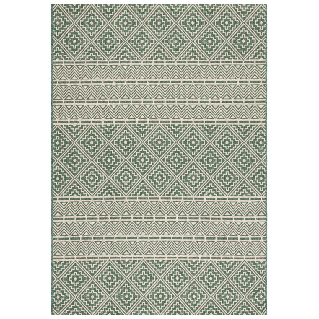 SAFAVIEH Outdoor CY6787-32221 Courtyard Dark Green / Beige Rug Image 1