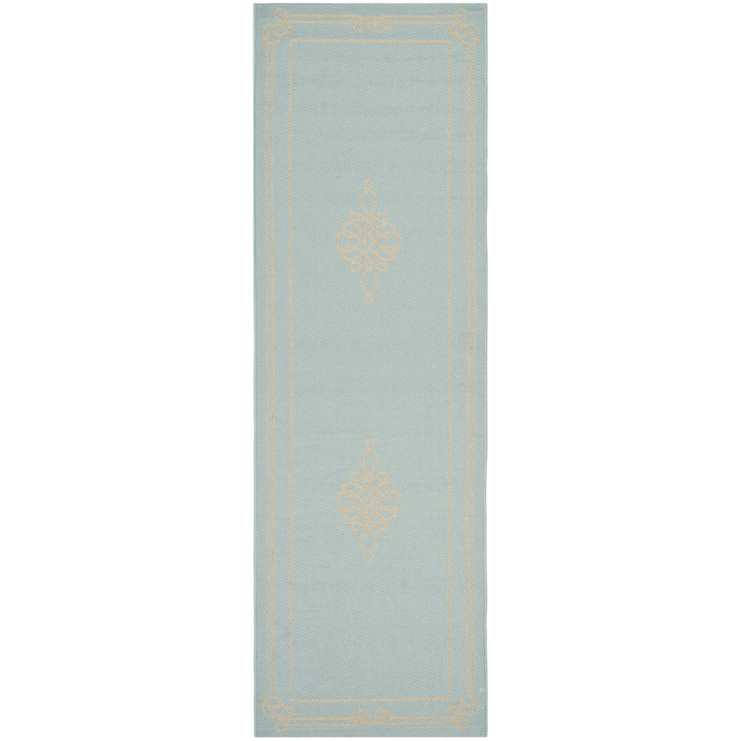 SAFAVIEH Indoor Outdoor CY6788-25 Courtyard Aqua / Cream Rug Image 1