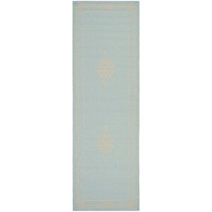 SAFAVIEH Indoor Outdoor CY6788-25 Courtyard Aqua / Cream Rug Image 1