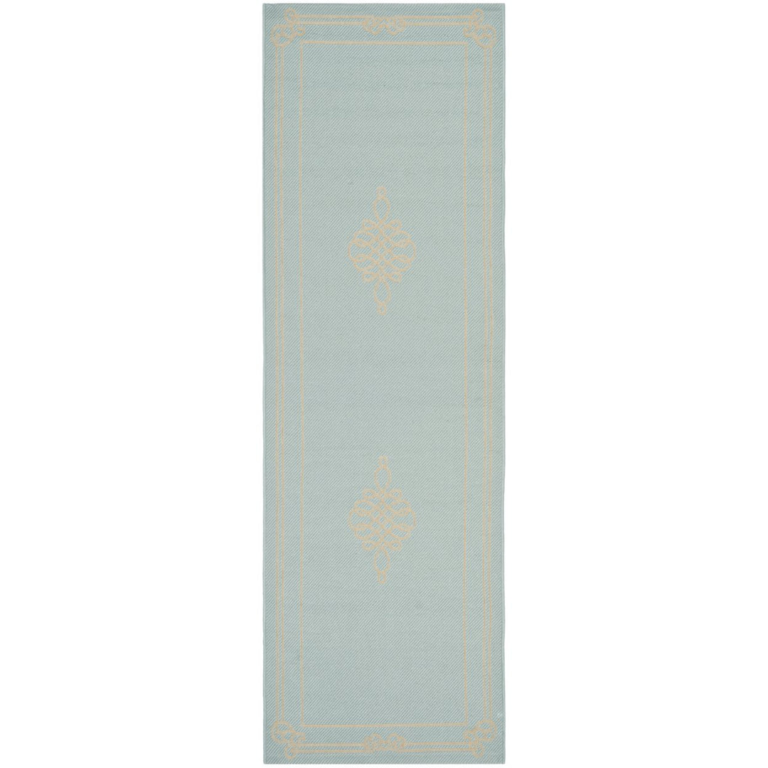 SAFAVIEH Indoor Outdoor CY6788-25 Courtyard Aqua / Cream Rug Image 1