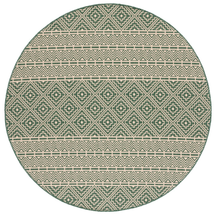 SAFAVIEH Outdoor CY6787-32221 Courtyard Dark Green / Beige Rug Image 1