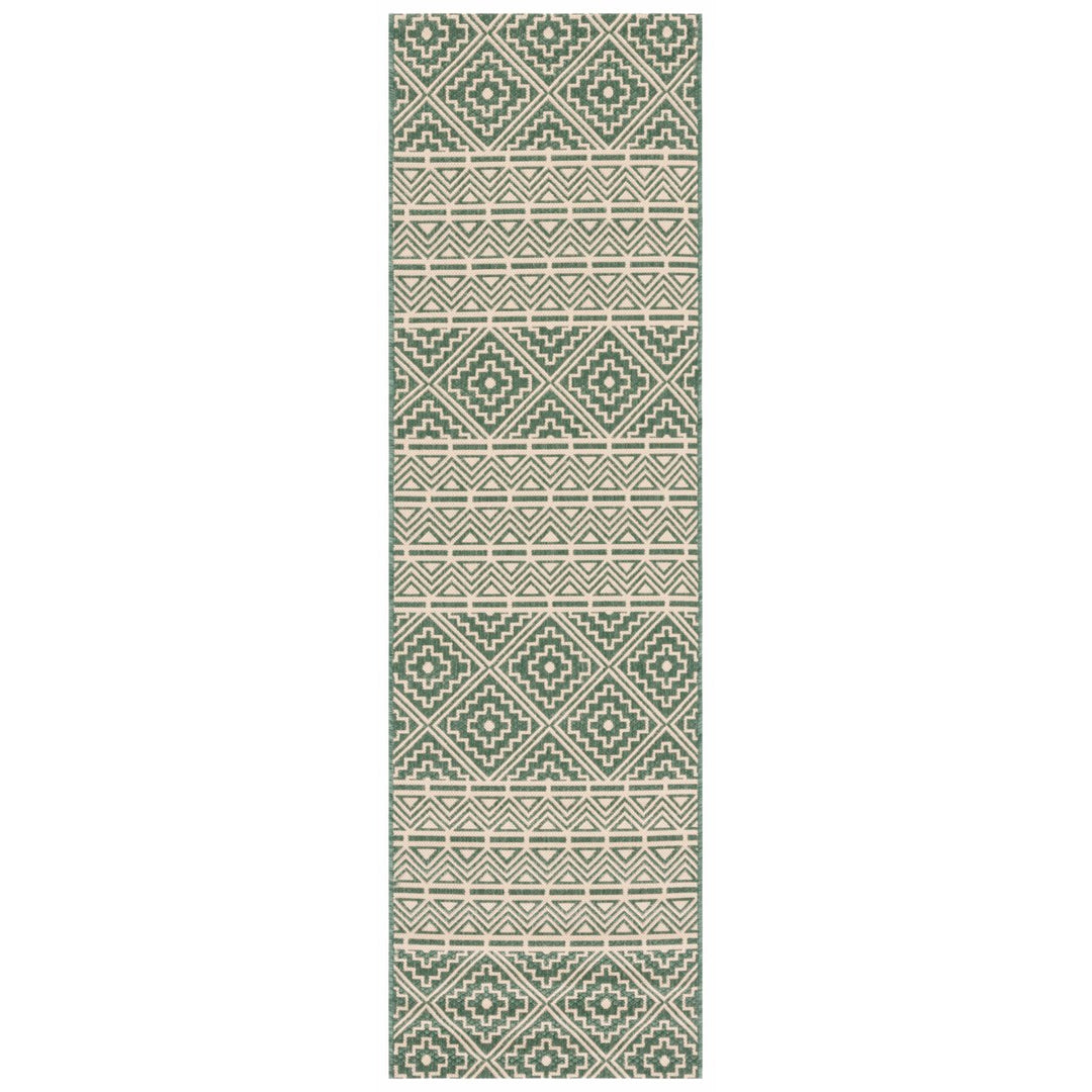 SAFAVIEH Outdoor CY6787-32221 Courtyard Dark Green / Beige Rug Image 1