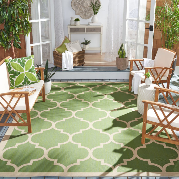 SAFAVIEH Indoor Outdoor CY6914-244 Courtyard Green / Beige Rug Image 1