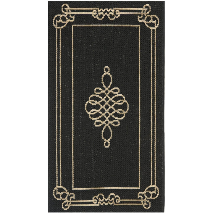 SAFAVIEH Indoor Outdoor CY6788-26 Courtyard Black / Creme Rug Image 1