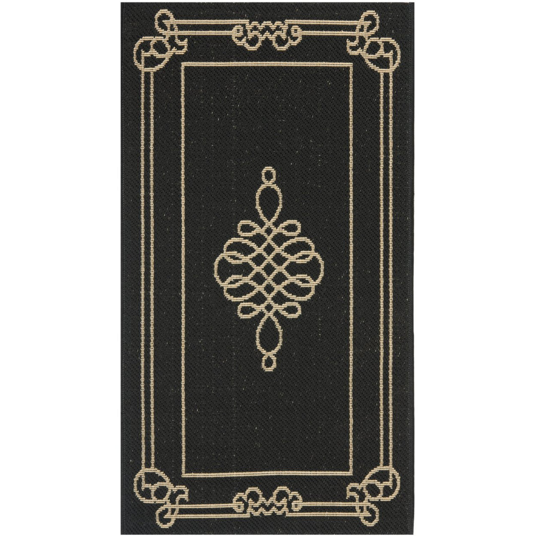 SAFAVIEH Indoor Outdoor CY6788-26 Courtyard Black / Creme Rug Image 1