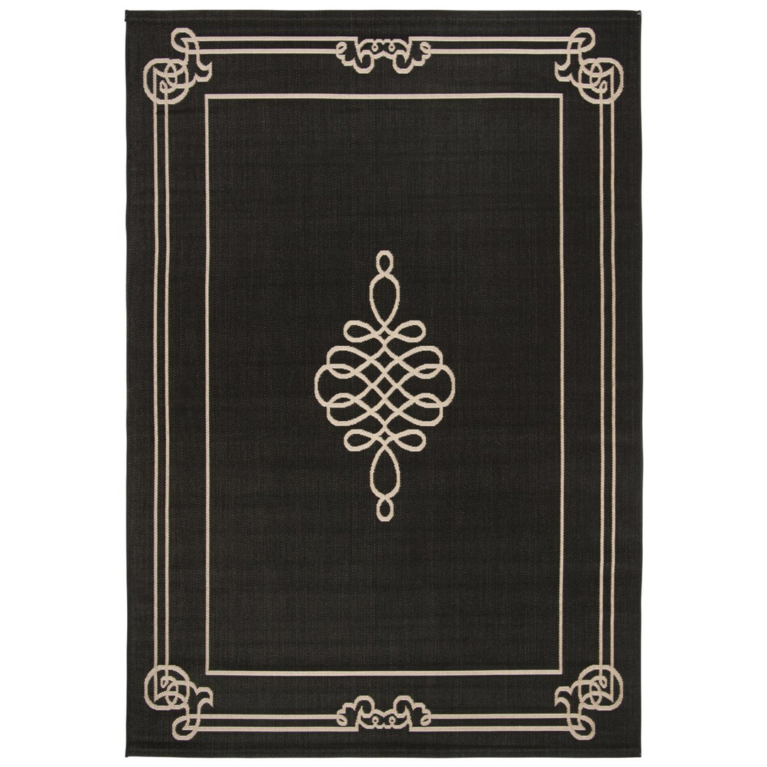 SAFAVIEH Indoor Outdoor CY6788-26 Courtyard Black / Creme Rug Image 1