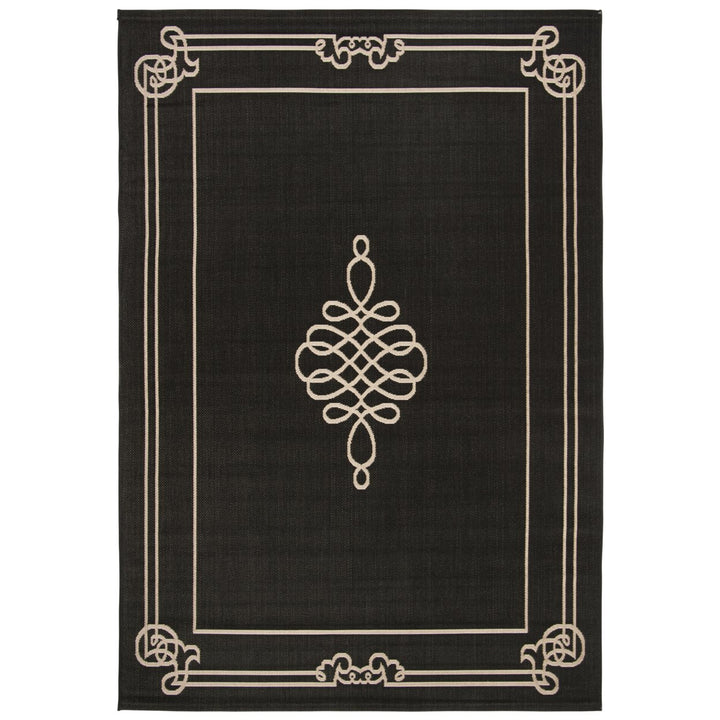 SAFAVIEH Indoor Outdoor CY6788-26 Courtyard Black / Creme Rug Image 1