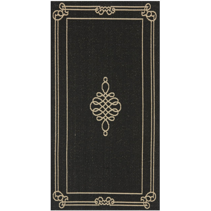 SAFAVIEH Indoor Outdoor CY6788-26 Courtyard Black / Creme Rug Image 1