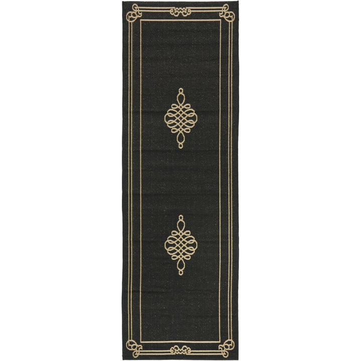 SAFAVIEH Indoor Outdoor CY6788-26 Courtyard Black / Creme Rug Image 1