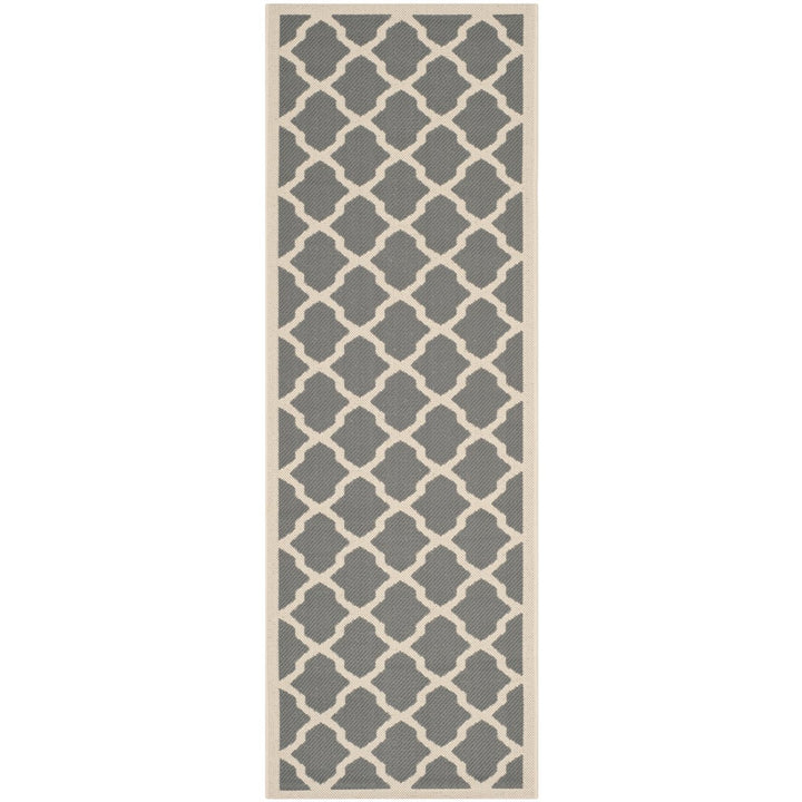 SAFAVIEH Outdoor CY6903-246 Courtyard Anthracite / Beige Rug Image 1