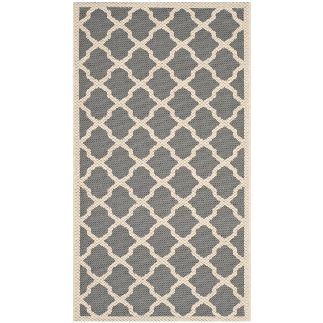 SAFAVIEH Outdoor CY6903-246 Courtyard Anthracite / Beige Rug Image 1