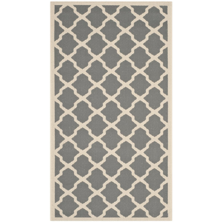 SAFAVIEH Outdoor CY6903-246 Courtyard Anthracite / Beige Rug Image 1