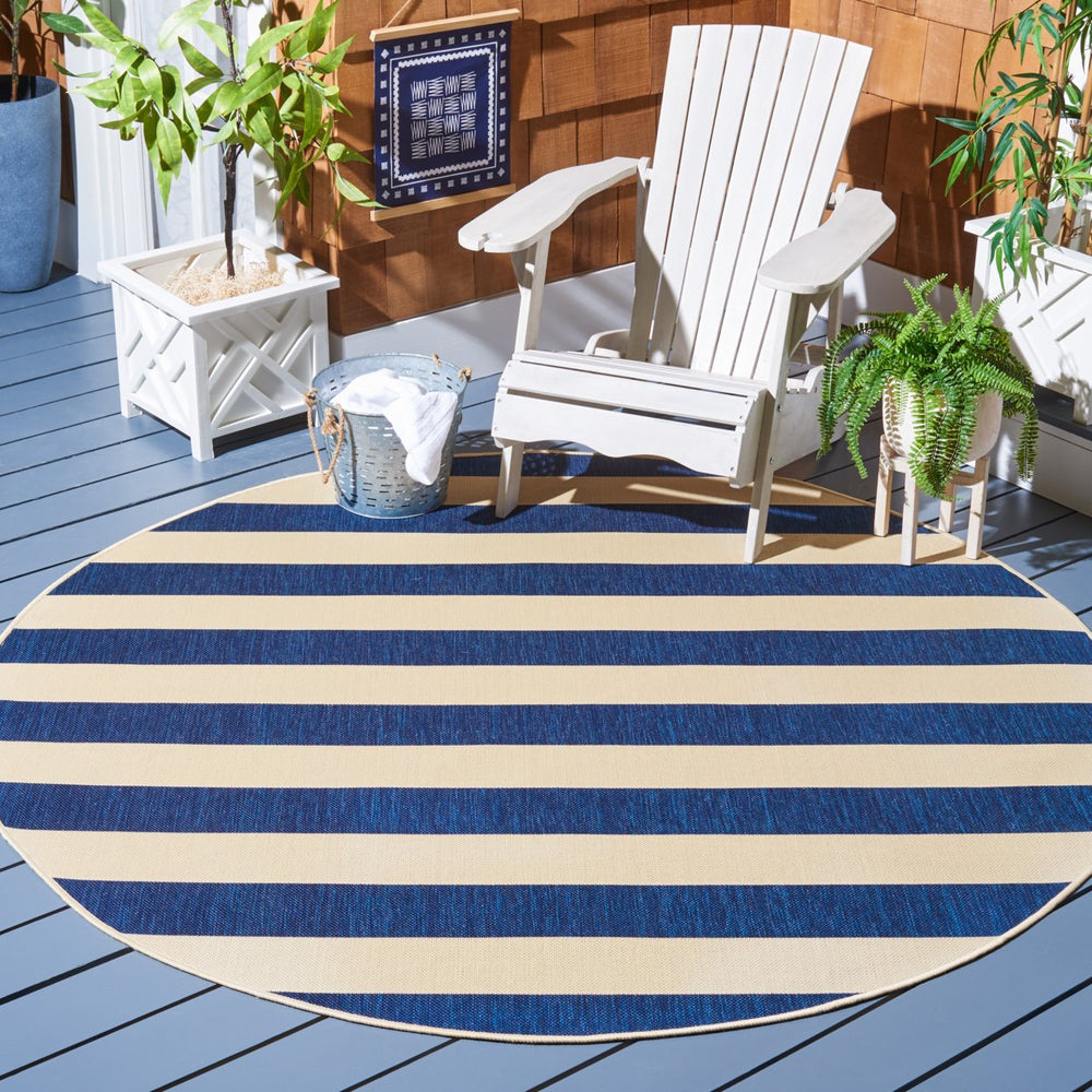 SAFAVIEH Outdoor CY6812-25812 Courtyard Beige / Navy Rug Image 2