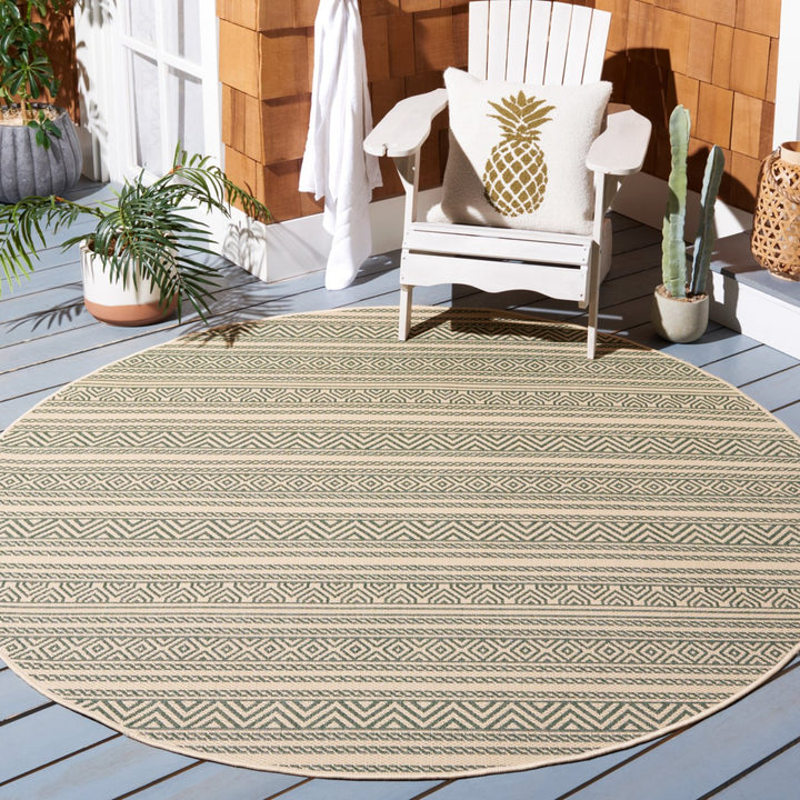 SAFAVIEH Outdoor CY6866-32212 Courtyard Beige / Dark Green Rug Image 2