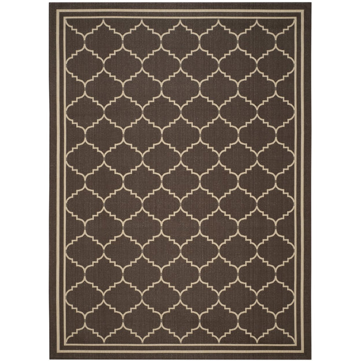 SAFAVIEH Outdoor CY6889-204 Courtyard Chocolate / Cream Rug Image 1