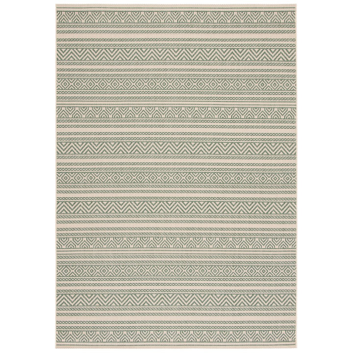 SAFAVIEH Outdoor CY6866-32212 Courtyard Beige / Dark Green Rug Image 1