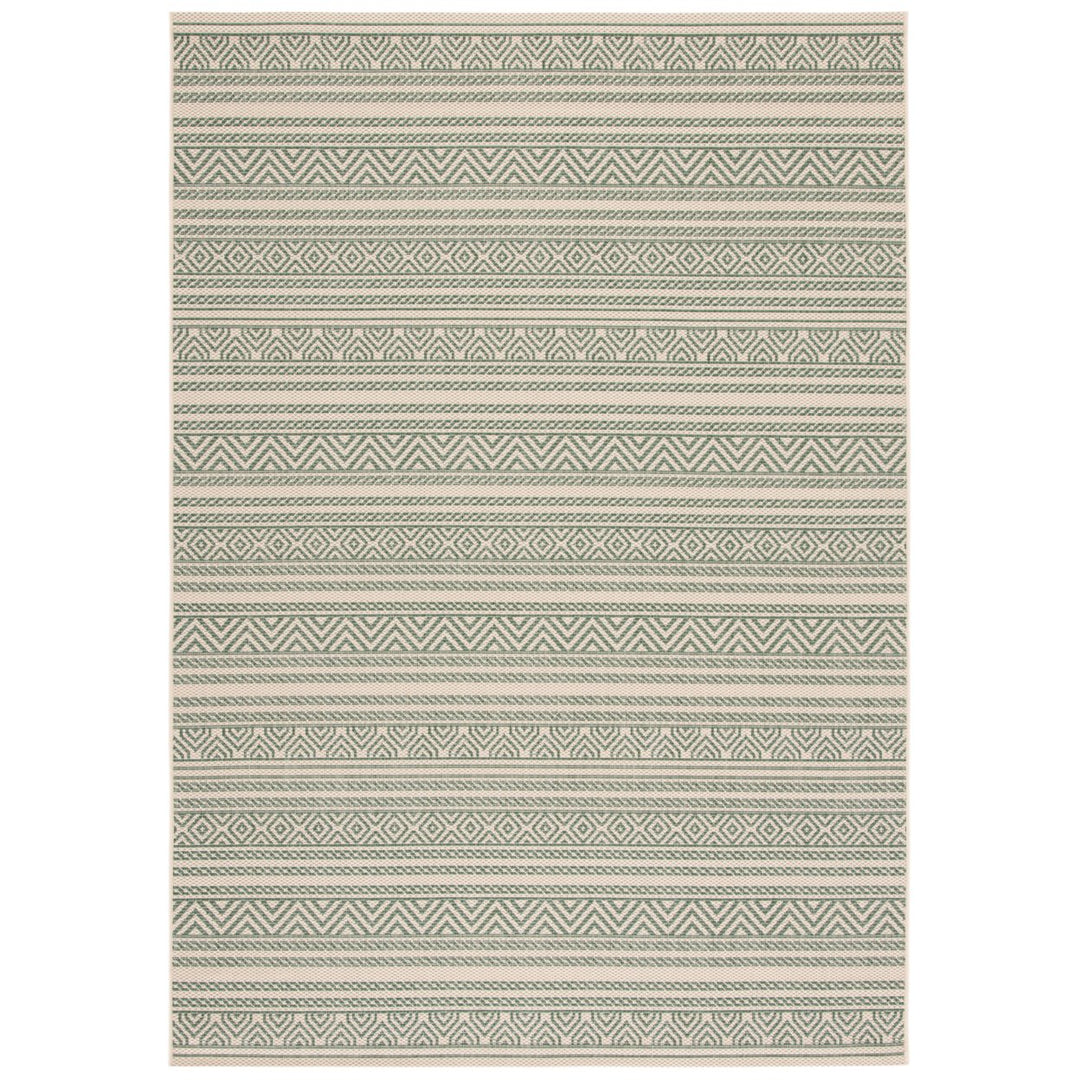 SAFAVIEH Outdoor CY6866-32212 Courtyard Beige / Dark Green Rug Image 1