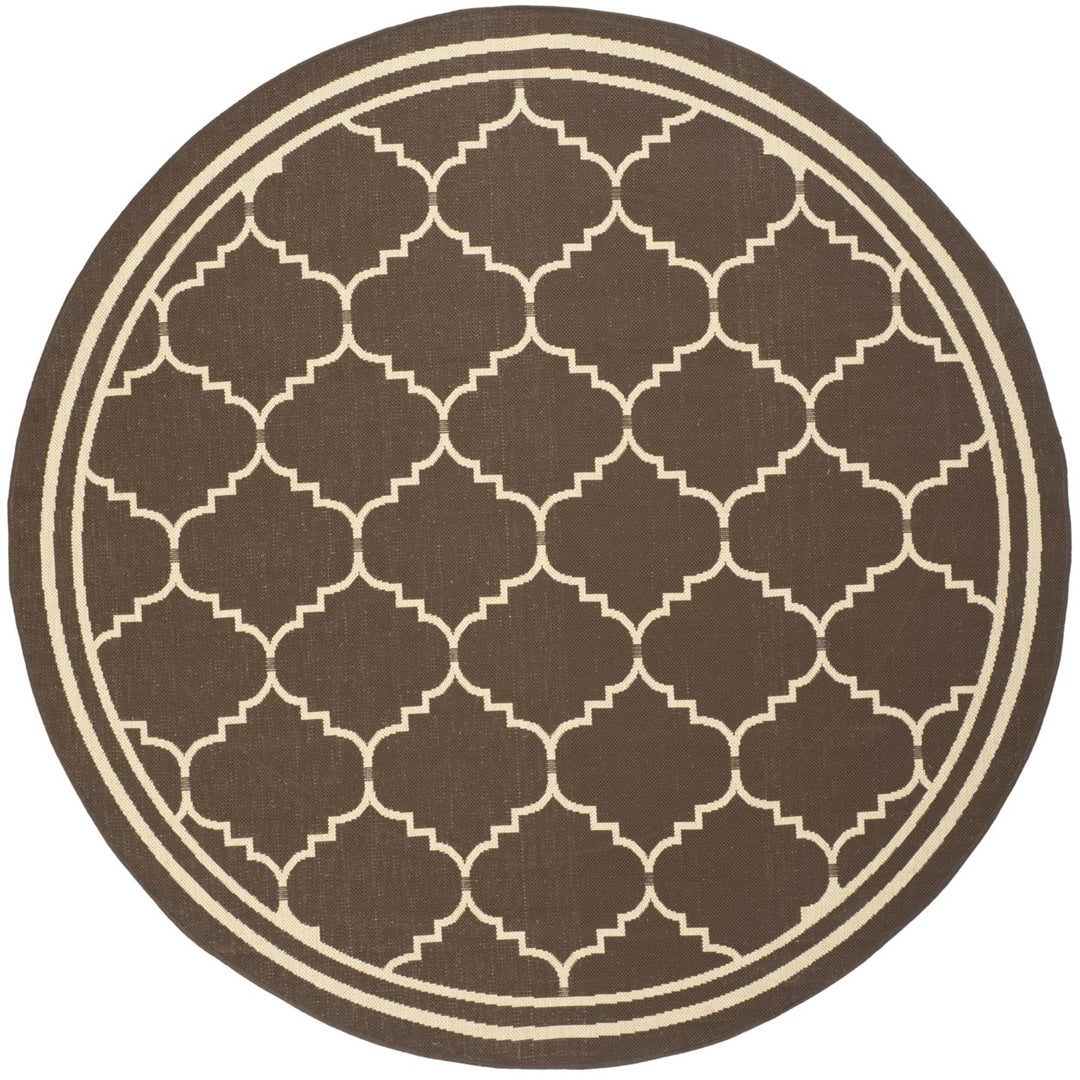 SAFAVIEH Outdoor CY6889-204 Courtyard Chocolate / Cream Rug Image 1