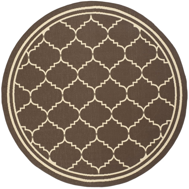 SAFAVIEH Outdoor CY6889-204 Courtyard Chocolate / Cream Rug Image 1