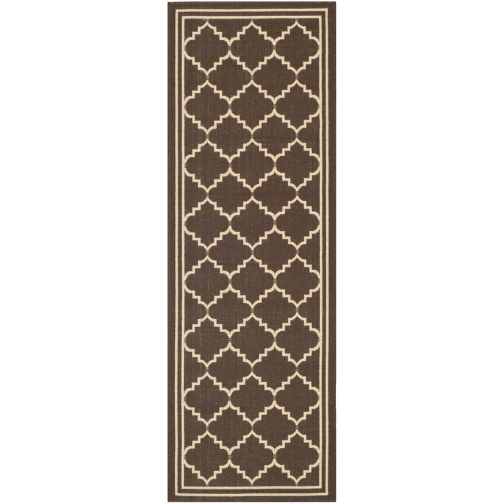 SAFAVIEH Outdoor CY6889-204 Courtyard Chocolate / Cream Rug Image 1