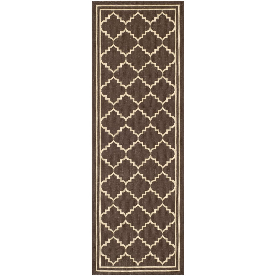 SAFAVIEH Outdoor CY6889-204 Courtyard Chocolate / Cream Rug Image 1