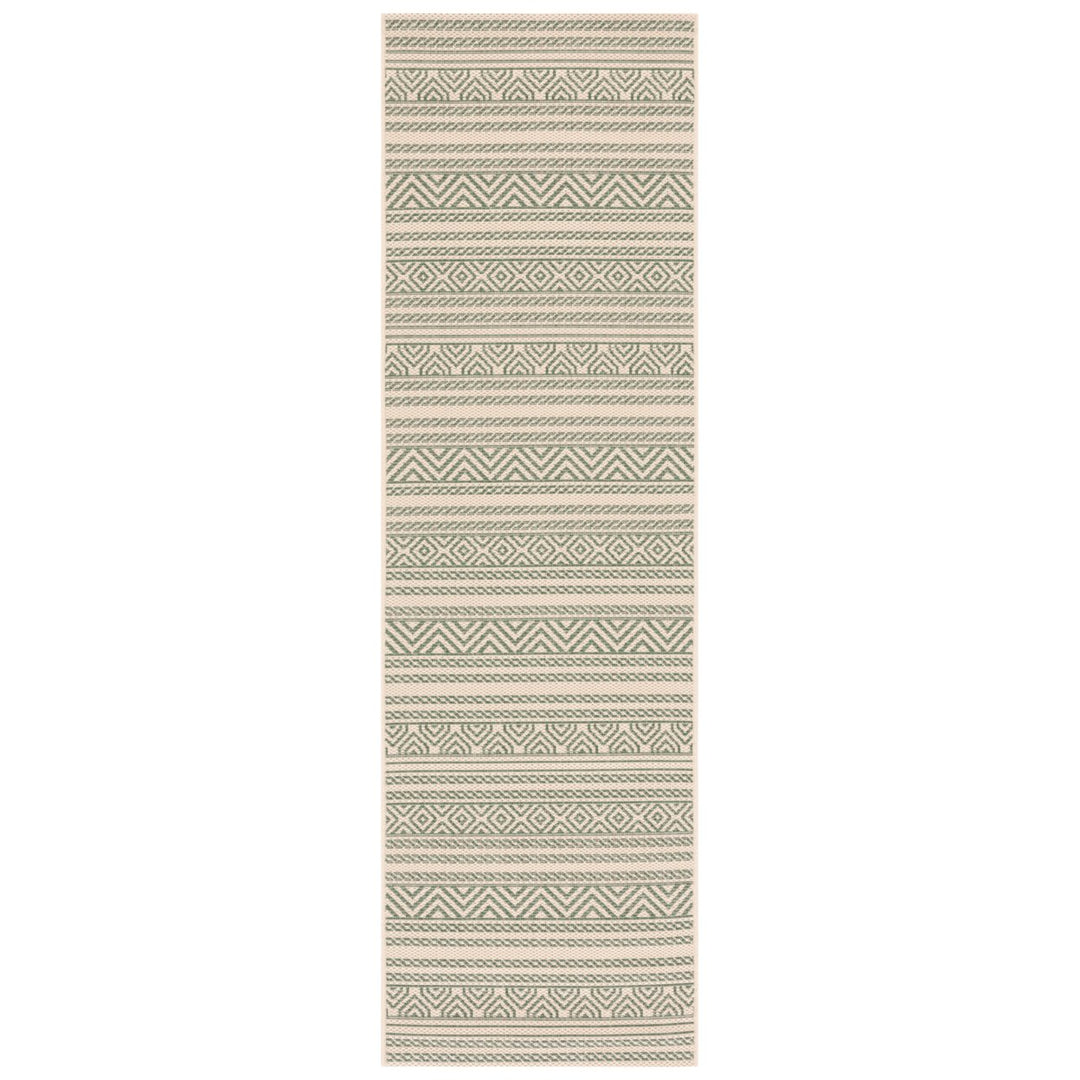 SAFAVIEH Outdoor CY6866-32212 Courtyard Beige / Dark Green Rug Image 1