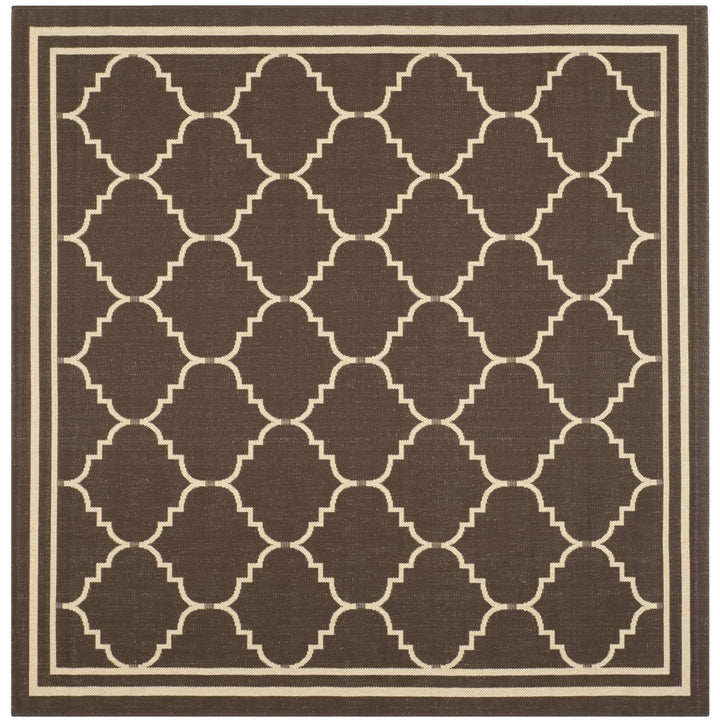 SAFAVIEH Outdoor CY6889-204 Courtyard Chocolate / Cream Rug Image 1