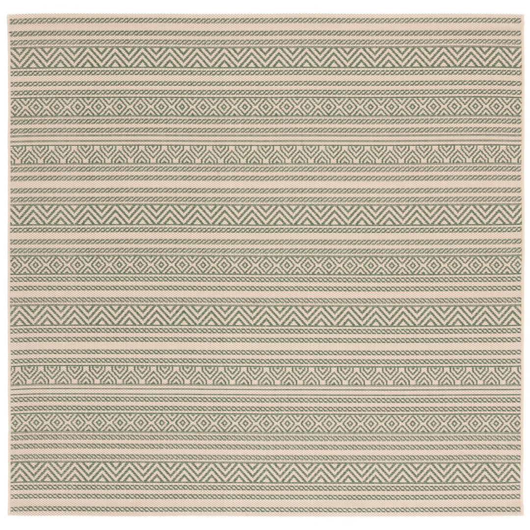 SAFAVIEH Outdoor CY6866-32212 Courtyard Beige / Dark Green Rug Image 1