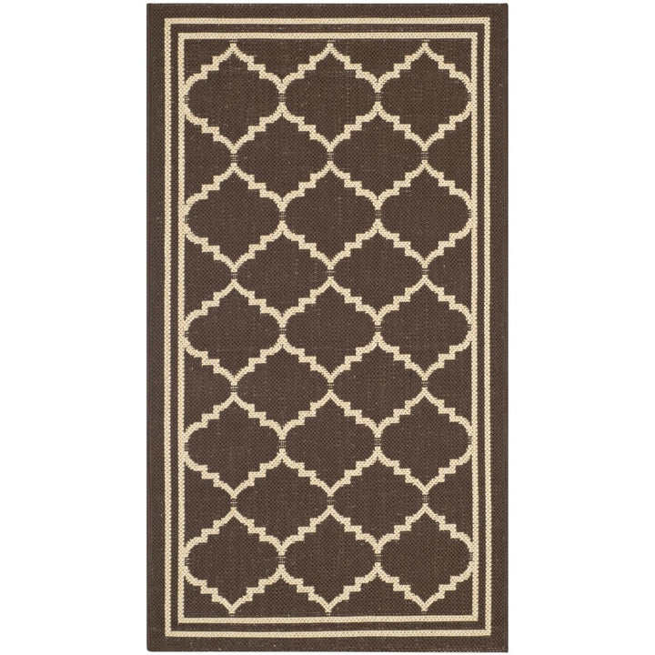 SAFAVIEH Outdoor CY6889-204 Courtyard Chocolate / Cream Rug Image 1