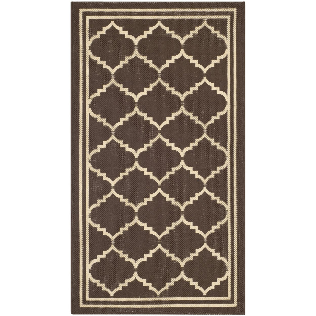 SAFAVIEH Outdoor CY6889-204 Courtyard Chocolate / Cream Rug Image 1