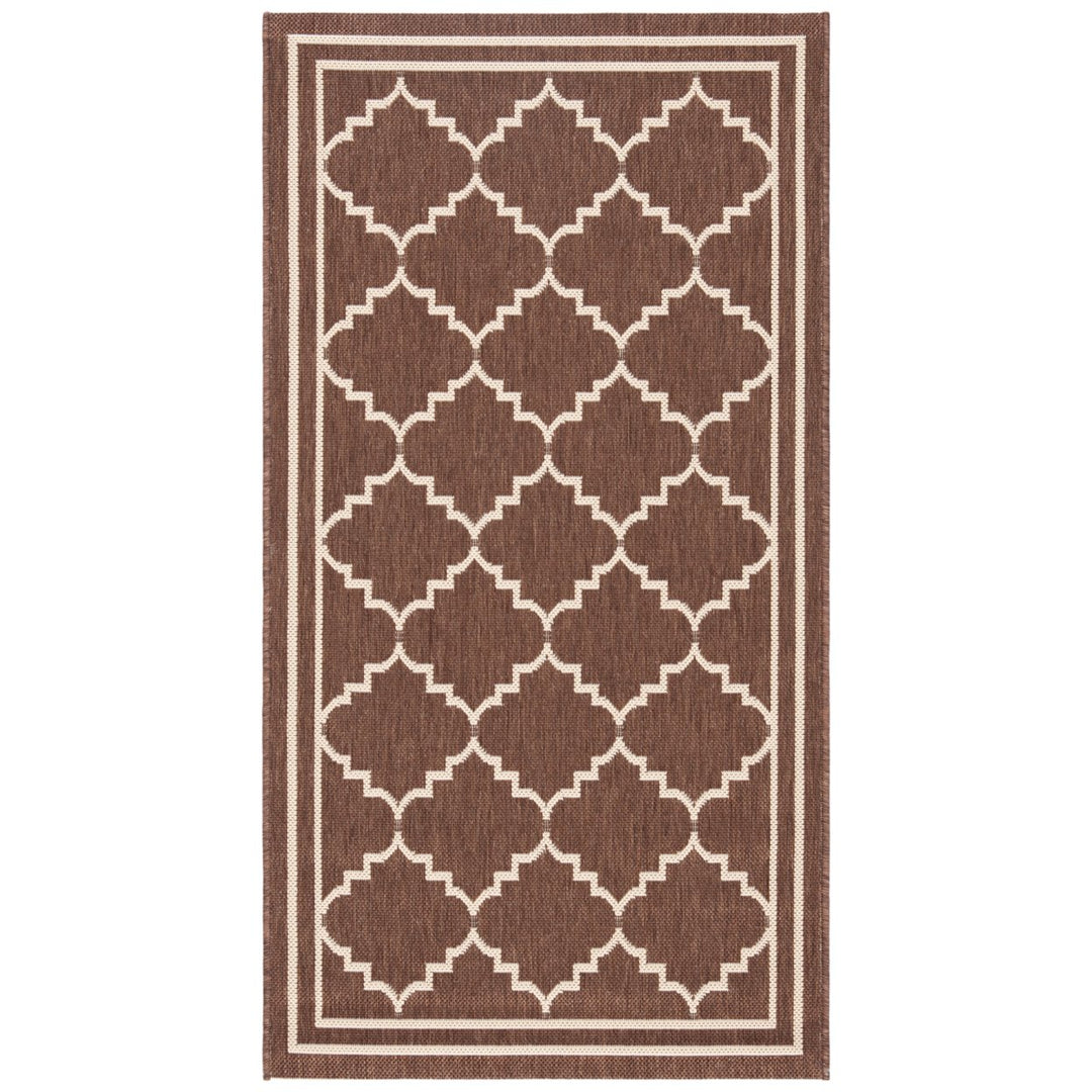 SAFAVIEH Outdoor CY6889-204 Courtyard Chocolate / Cream Rug Image 1