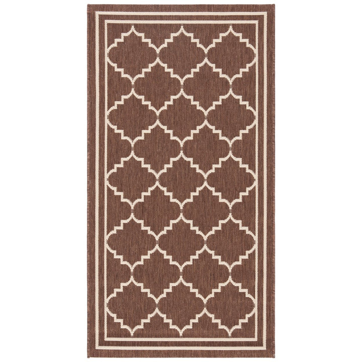 SAFAVIEH Outdoor CY6889-204 Courtyard Chocolate / Cream Rug Image 1