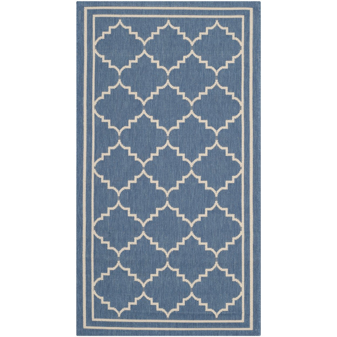 SAFAVIEH Indoor Outdoor CY6889-243 Courtyard Blue / Beige Rug Image 1