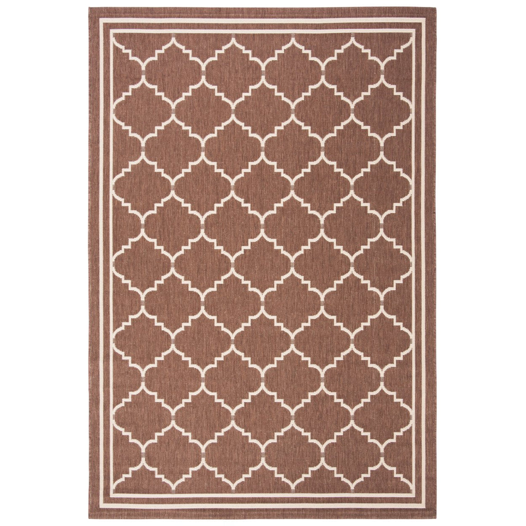 SAFAVIEH Outdoor CY6889-204 Courtyard Chocolate / Cream Rug Image 1