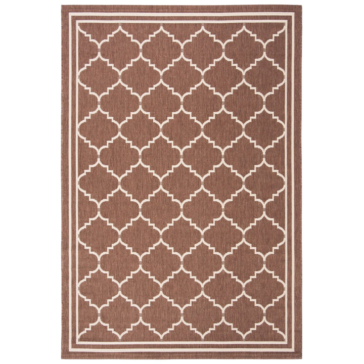 SAFAVIEH Outdoor CY6889-204 Courtyard Chocolate / Cream Rug Image 1