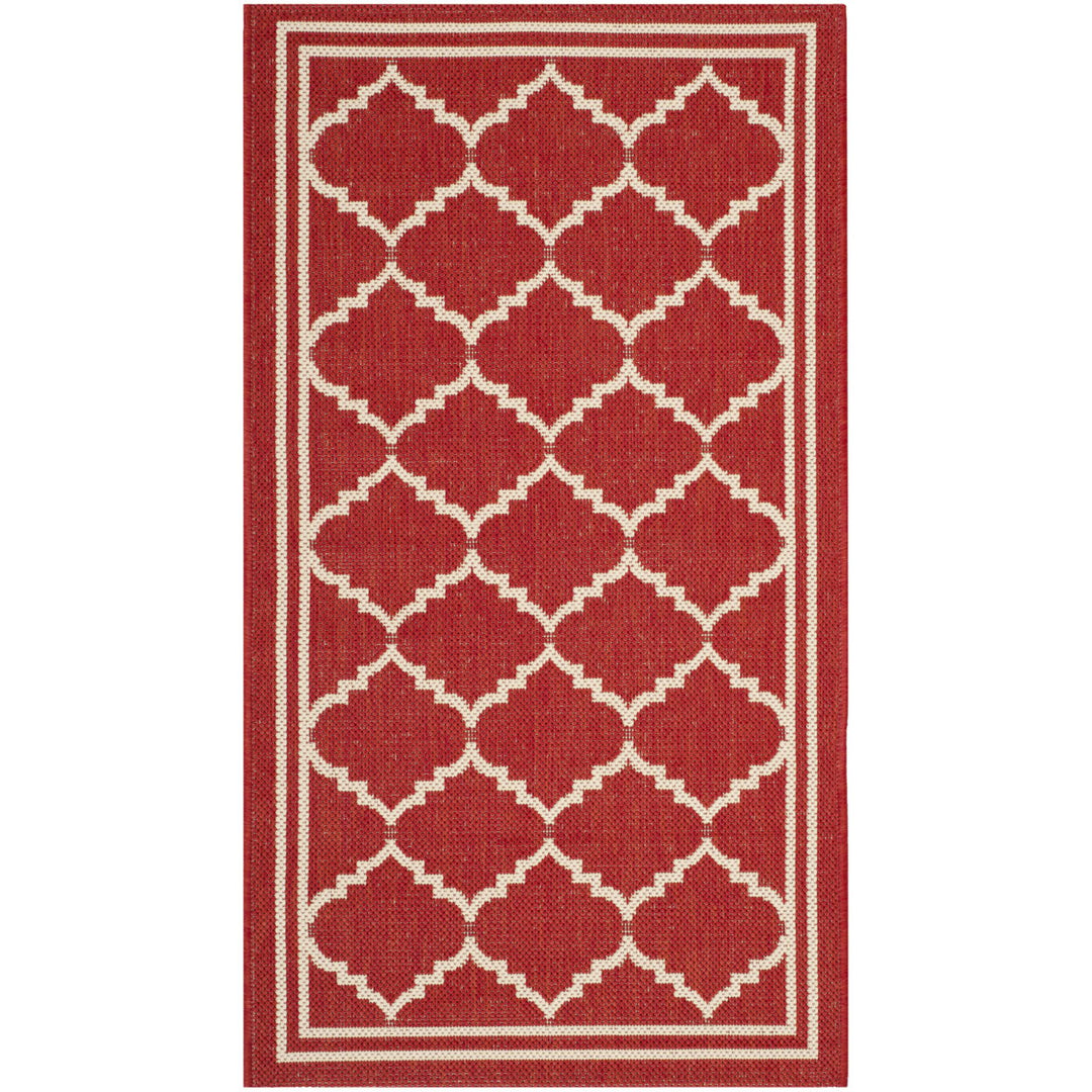 SAFAVIEH Outdoor CY6889-248 Courtyard Red / Beige Rug Image 1