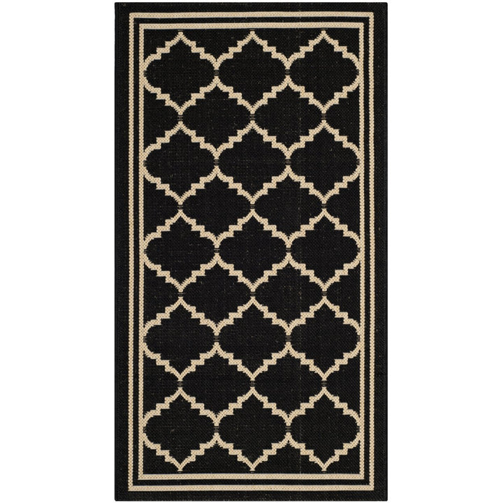 SAFAVIEH Indoor Outdoor CY6889-26 Courtyard Black / Creme Rug Image 1