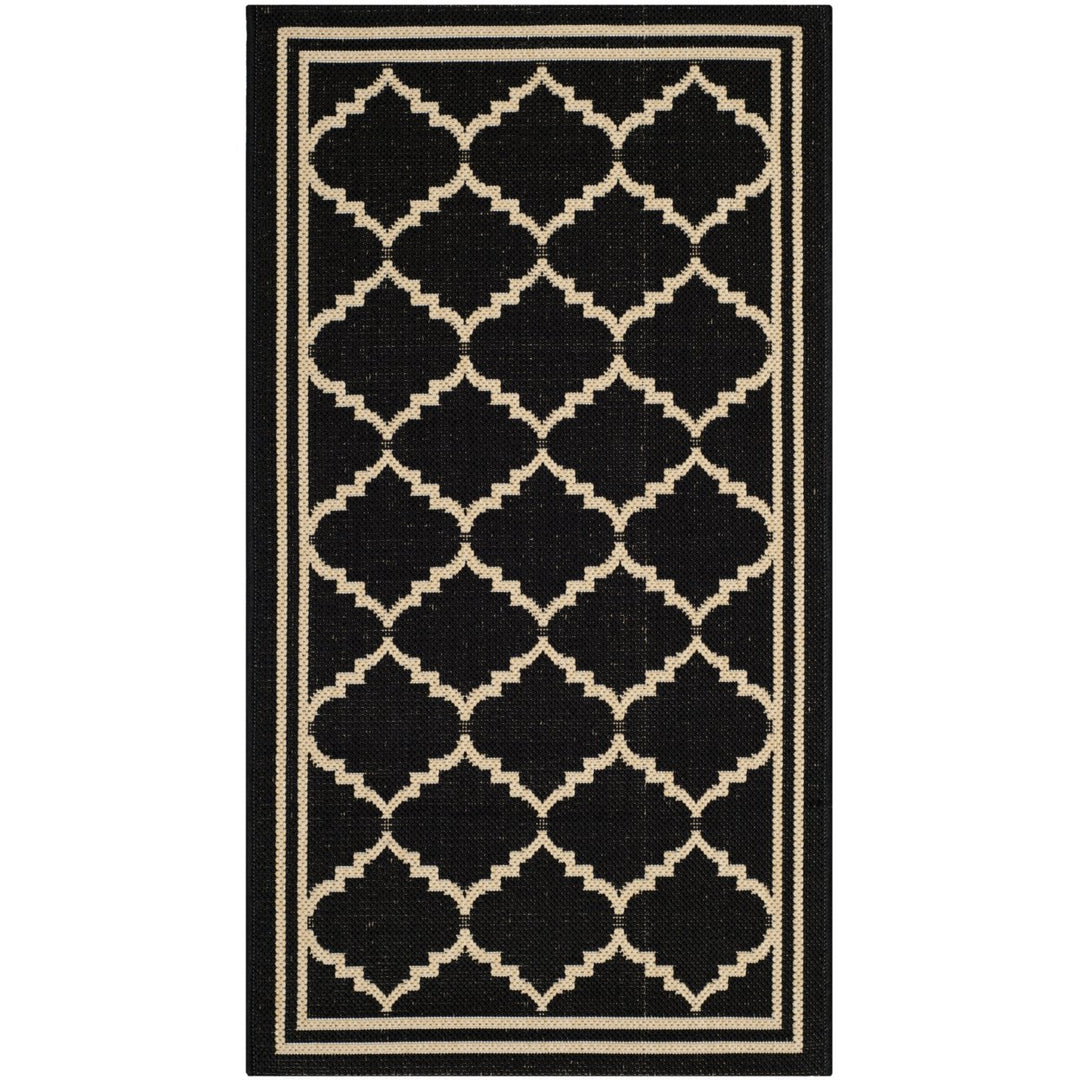 SAFAVIEH Indoor Outdoor CY6889-26 Courtyard Black / Creme Rug Image 1