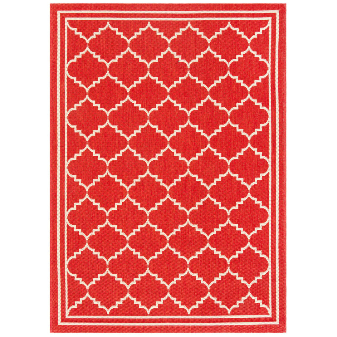 SAFAVIEH Outdoor CY6889-248 Courtyard Red / Beige Rug Image 1