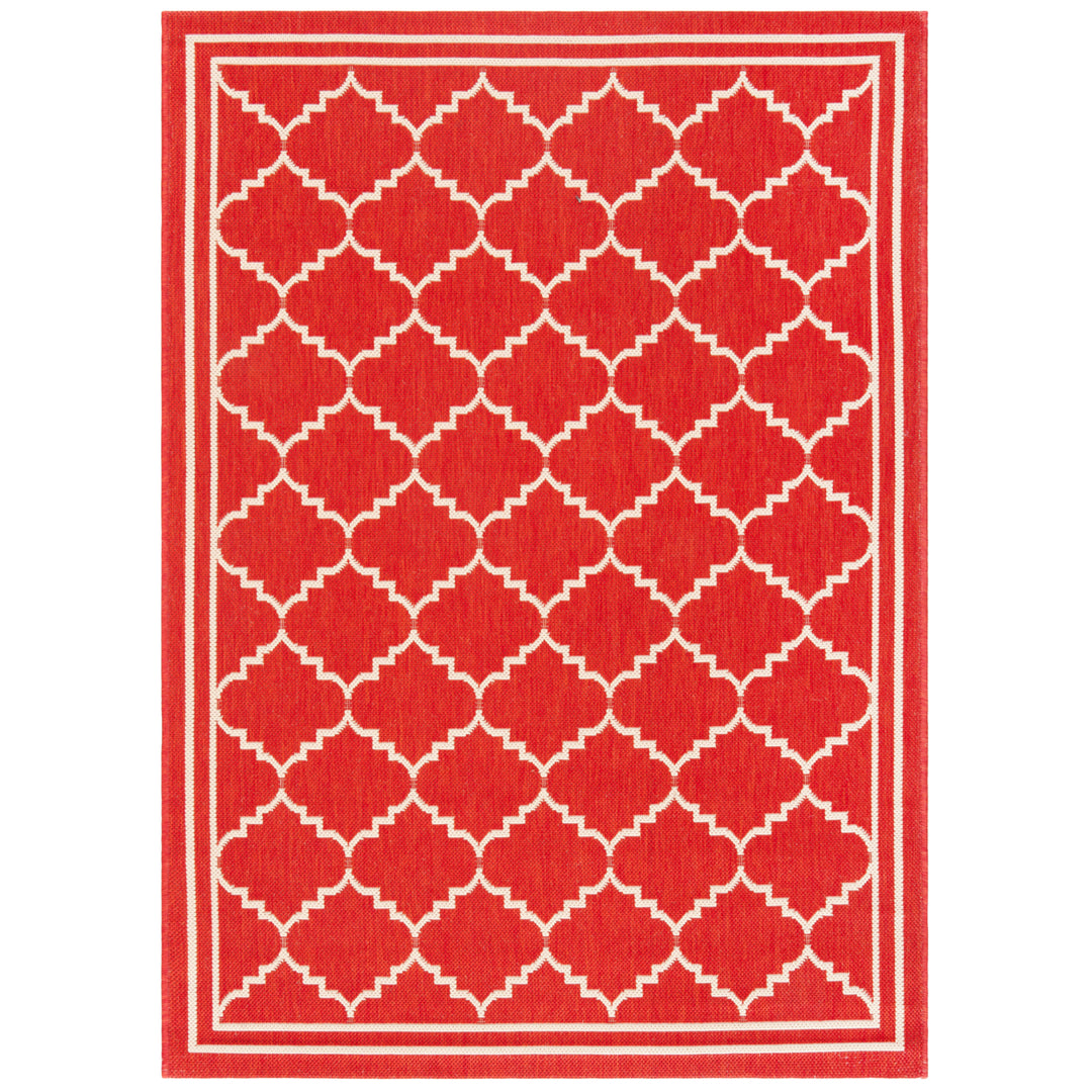 SAFAVIEH Outdoor CY6889-248 Courtyard Red / Beige Rug Image 1