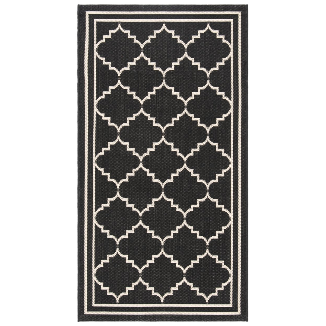 SAFAVIEH Indoor Outdoor CY6889-26 Courtyard Black / Creme Rug Image 1