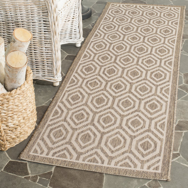 SAFAVIEH Indoor Outdoor CY6902-242 Courtyard Brown / Bone Rug Image 2