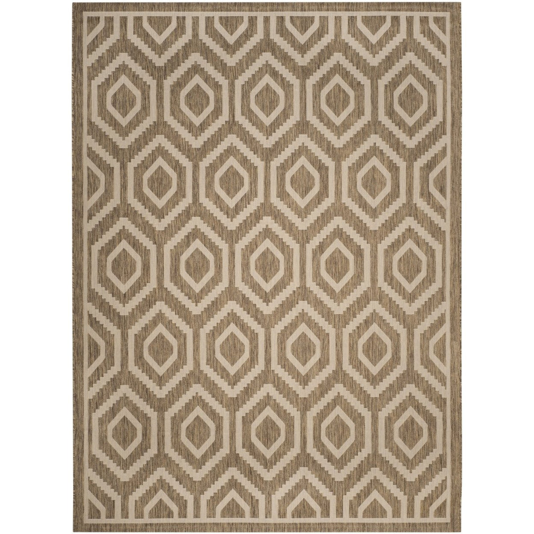 SAFAVIEH Indoor Outdoor CY6902-242 Courtyard Brown / Bone Rug Image 1