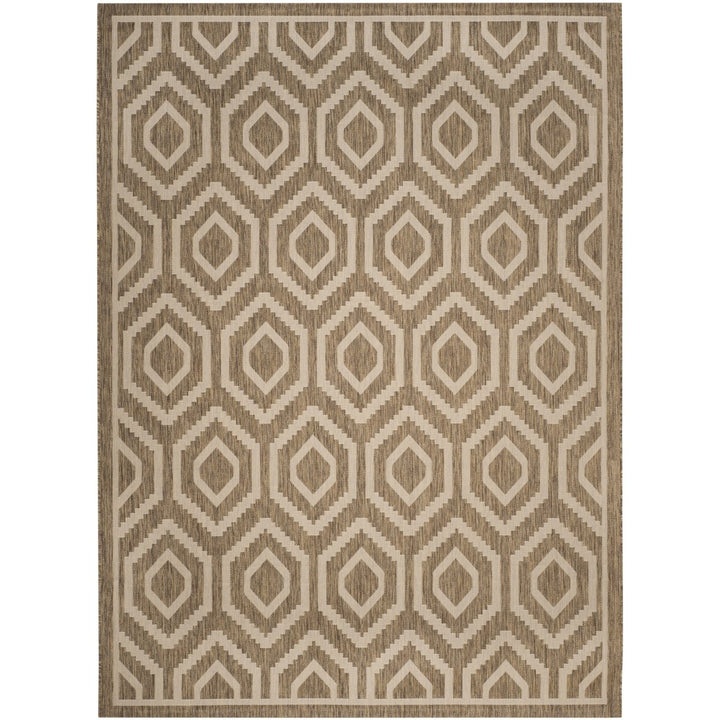 SAFAVIEH Indoor Outdoor CY6902-242 Courtyard Brown / Bone Rug Image 1