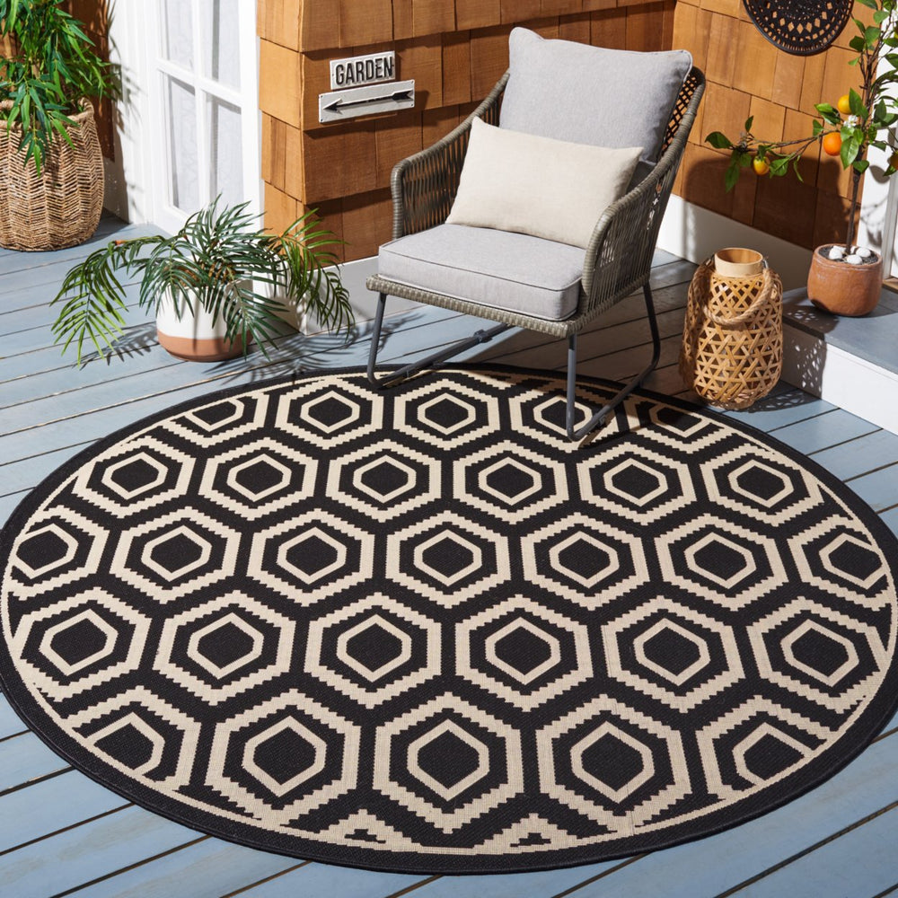 SAFAVIEH Indoor Outdoor CY6902-266 Courtyard Black / Beige Rug Image 2