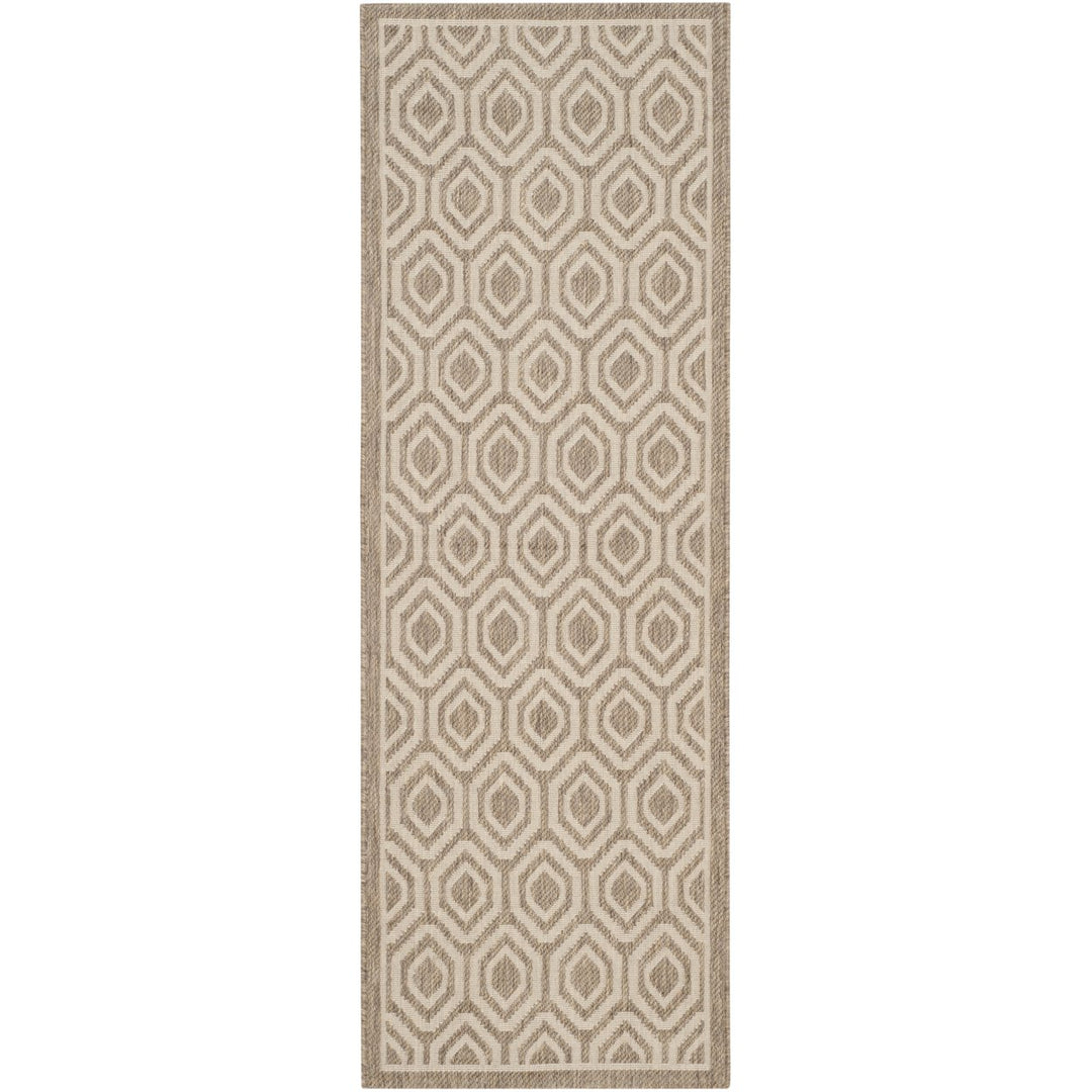 SAFAVIEH Indoor Outdoor CY6902-242 Courtyard Brown / Bone Rug Image 1